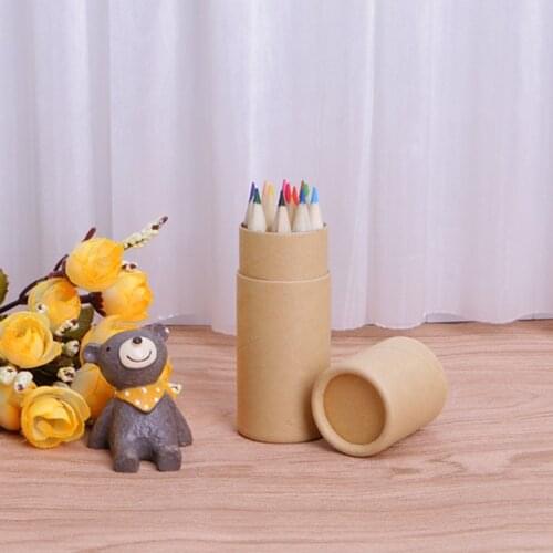 12 Pcs Colored Pencils Packed In Cute Cartoon Pencils Case Art Color Drawing 746D