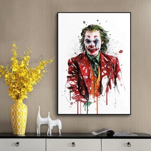 2019 Joker Movie Abstract Watercolor Poster Canvas Painting Prints Wall Art Pictures for Bar Cafe Home Kids Room Decor Unframed