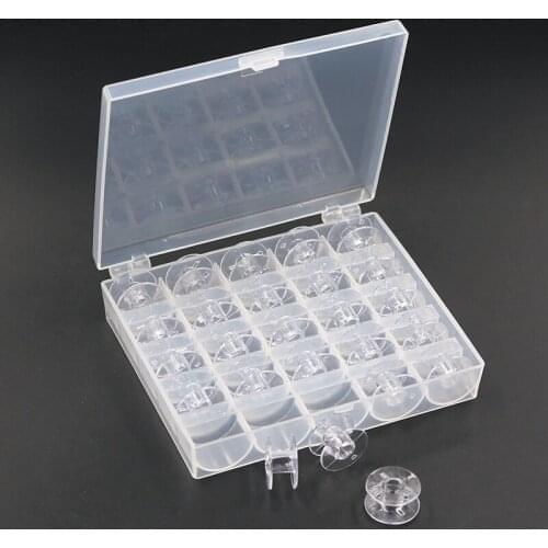 25 Slots Empty Bobbins Spools Box Sewing Machine Bobbin Case Covers Plastic Storage Container for Sewing Goody Accessories