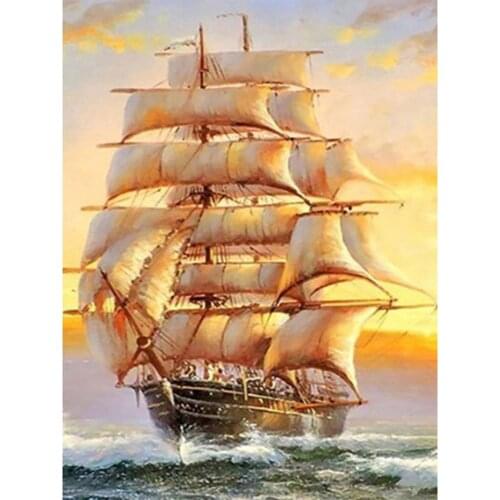 5D DIY Diamond Painting Sailboat Cross Stitch Kit Full Drill Square Diamond Embroidery Mosaic Picture of Rhinestones Home Decor