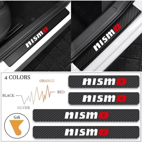 4Pcs Car Carbon Fiber NISMO Emblem Door Threshold Stickers for Nissan Juke Leaf Almera G15 Note E11 Patrol Y62 Terrano 3 Maxima