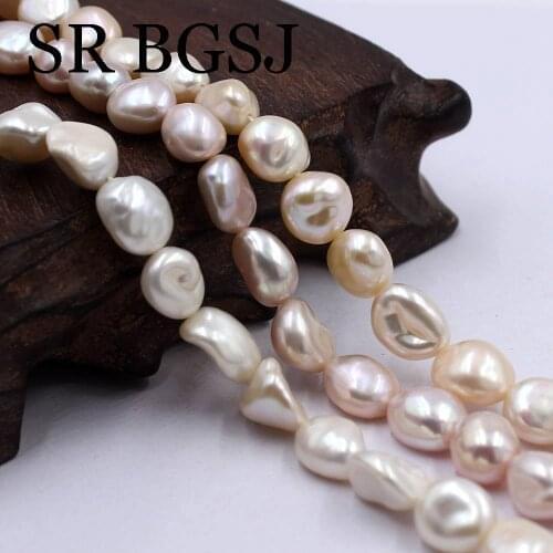 Free Shipping 8x10mm White Pink Purple Freeform Reborn Keshi Natural Freshwater Pearl Diy Beads Strand 15"
