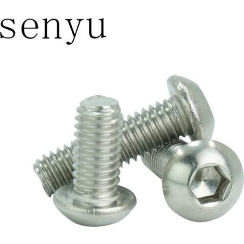 LUCHANG Free Shipping M2 M2.5 M3 M4 304 Stainless Steel Round Head Screws Mushroom Hexagon Socket Button Head Screw Bolt