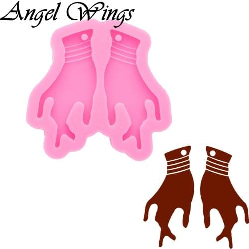 Shiny Resin Hand shape Earrings Silicone Molds , Clay Molds , DIY Resin Epoxy jewelries Mold , Polymer Clay DY0921