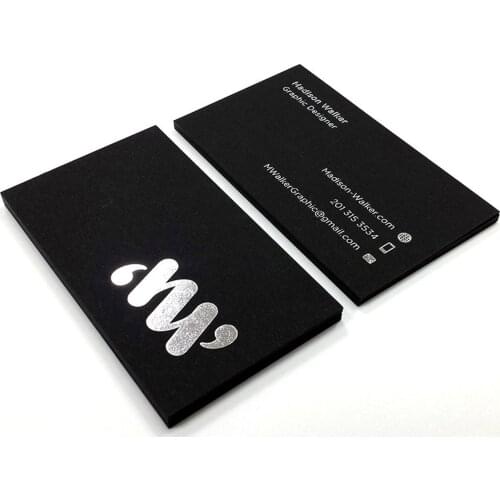 Carddsgn Silver foi Business Cards Printed On 500gsm Uncoated Black Paper Foil On Double Sided Name Card (Matte Gold)