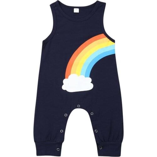 New Infant Baby Girl Kid Rainbow Cotton Romper Playsuit Sunsuit Clothes 0-24M