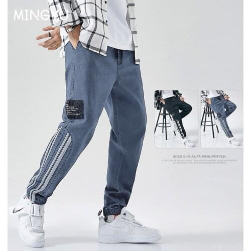 Autumn Joggers Denim Jeans Men Stripes Streetwear Harem Pants Ankle Harajuku Casual Hip Hop Trousers Male Large size 4 5 6 7 8XL