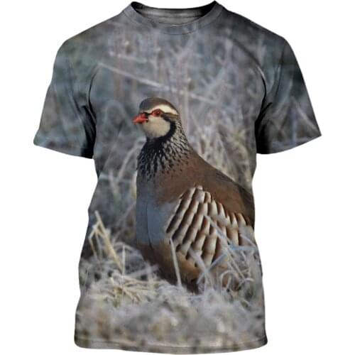 Partridge bird - 3D printed T-shirt for men and women, Harajuku style casual T-shirt, street clothing, direct delivery