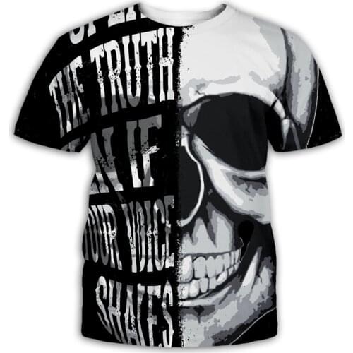 Mens T-shirt with 3D printed skull oversized t shirt personalized trendy streetwear t shirt 2021 off white summer breathable