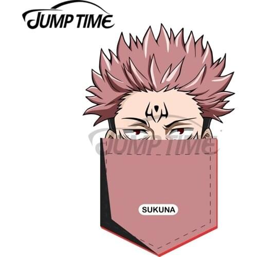 JumpTime 13 x 5.6cm For Sukuna From Jujutsu Kaisen Peeker Pocket Design Fine Decal Vinyl Material Car Stickers Laptop Decoration