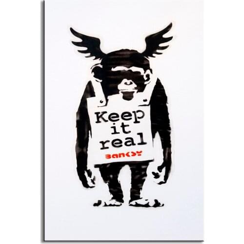 Graffiti Paintings Chimpanzees WIth Wings Canvas Poster Print for living room bedroom home decoration
