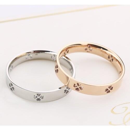 Innopes fashion rose gold Flower ring for Women stainless steel hollow luxury simple finger ring for girls