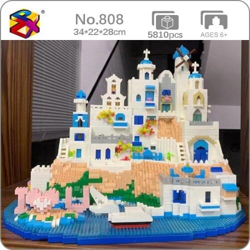 Leji 808 World Architecture Greece Aegean Sea Love Heart Ship Boat Mini Diamond Blocks Bricks Building Toy for Children no Box