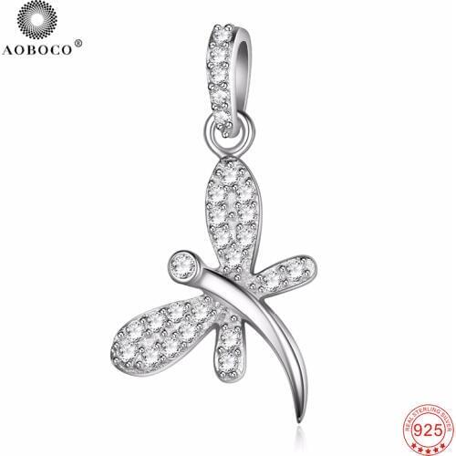 Pendants 925 Sterling Silver Lovely Sweet Micro Pave CZ Dragonfly Necklaces Pendants , Fashion Jewelry Gift For Women GND0417