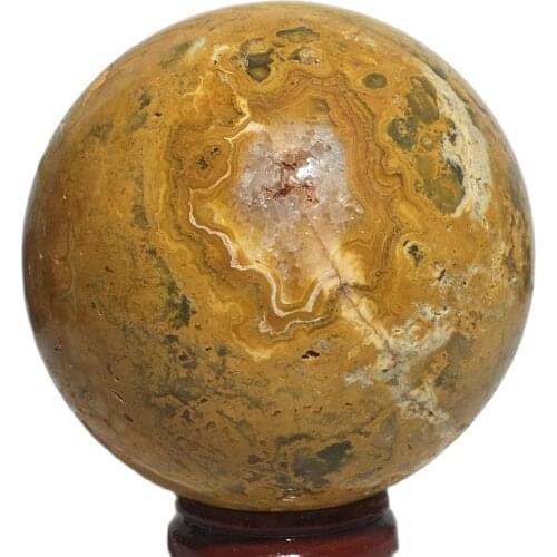 Natural Crazy Lace Agate Crystal Ball Feng Shui Healing Yellow Quartz Stone Polished Sphere Ornament For Home Decoration