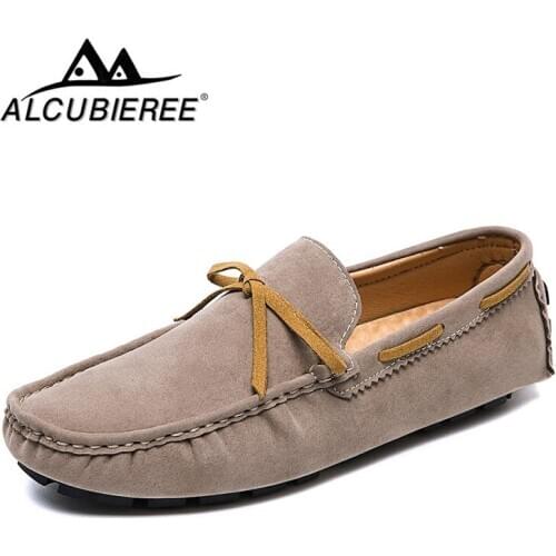 ALCUBIEREE Autumn Mens Flats Boat Shoes Stylish Tassel Daily Loafers Comfortable Cow Suede Moccasins Male Casual Walk Footwear