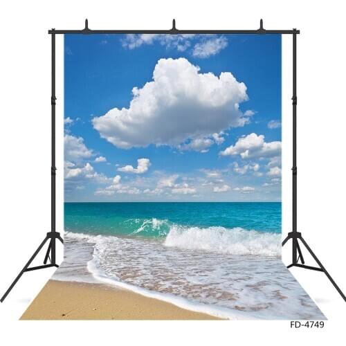 Sand Beach Sea Wave Clouds Photographic Background Custom Backdrop Photo Studio for Portrait Children Baby Scenic Photobooth