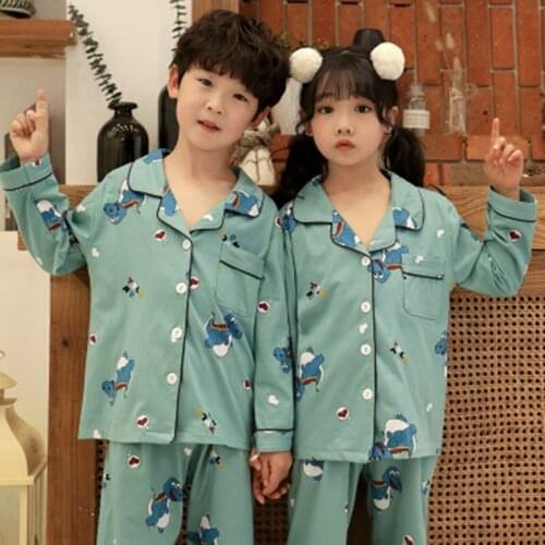 New Winter Cotton Kids Pajamas Sets Warm Sleepwear Cartoon Animals Print Teens Girls Boys Nightwear Children Homewear