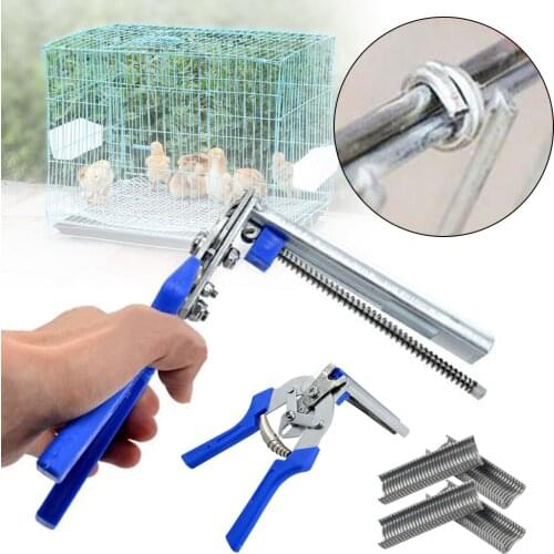 Hog Ring Pliers/ 600 Nails Staples Ploutry Cage Pliers Fastening Clamp Installation Tool for chicken Mesh Cage Wire Fencing