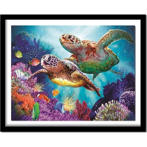 Full Square/Round Drill 5D DIY Diamond Painting "Turtle family" 3D Embroidery Cross Stitch Home Decor A01098