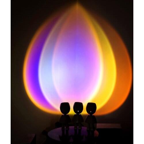 Rainbow Sunset Light Projector Lamp Atmosphere Led Night Light Romantic Mood Light Projector for Home Room Background Wall Decor