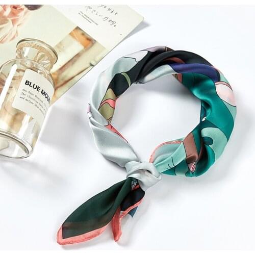 Cute Hair Scarf For Women Fashion Print Kerchief Silk Satin Bag Scarfs Female 53cm*53cm Small Bandana For Head Scaves For Ladies