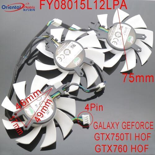 FY08015L12LPA 12V 0.30A 4Pin 75mm For GALAXY GEFORCE GTX750TI GTX760 GTX950 GTX960 TI HOF Graphics Card Cooler Cooling Fan