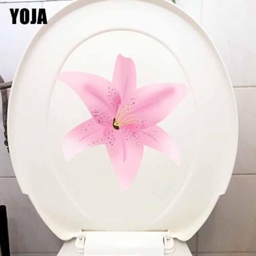 YOJA 21.9*22.6CM Fresh Pink Lily Home Decor Room Wall Decal Fashion Toilet Seat Stickers T1-0864