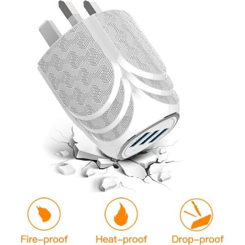 MOXOM Dual Port USB Charger For iPhone Samsung UK Plug Charger Adapter Anti-fire Material Charger Adapter Mobile Phone Charger