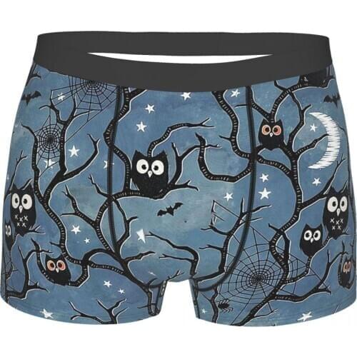Spooky Woods Owls Owl Underpants Breathbale Panties Man Underwear Sexy Shorts Boxer Briefs