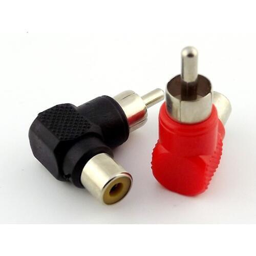1pair red/black RCA Male to RCA Female Right Angle AV Audio Adapter Nickel