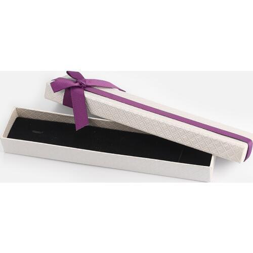 1pc Square Jewelry Gifts Box For Necklace Bracelet Earrings Ring Purple Bow knot Jewelry Organizer Display Box Paper White BOX_9