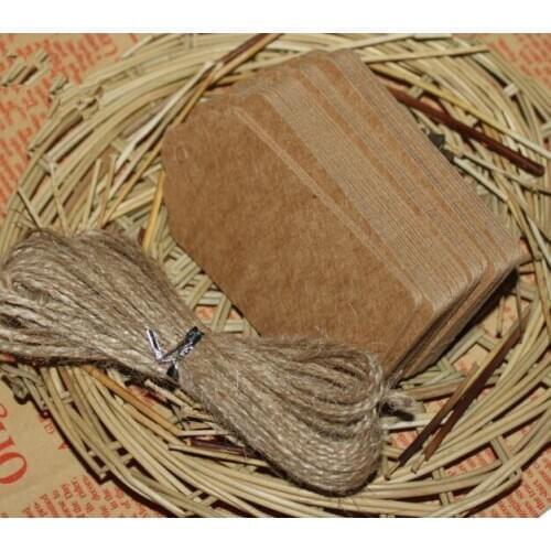 2000 pcs 9.5 * 4.5cm Hollow Heart Scalloped Kraft Paper Card / Blank Tag / Wedding Favour Gift Tag Price Label with Rope