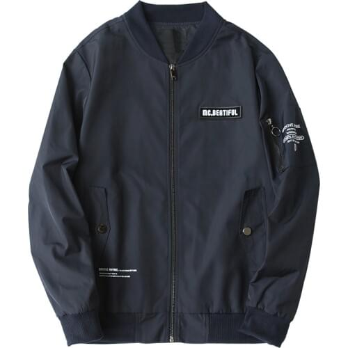 2020 Autumn Men Jacket Button Pocket Outdoor Coat Letter Blue Color Clothing For Man Casual Slim Fit Pilot Jacket Male Wear 334