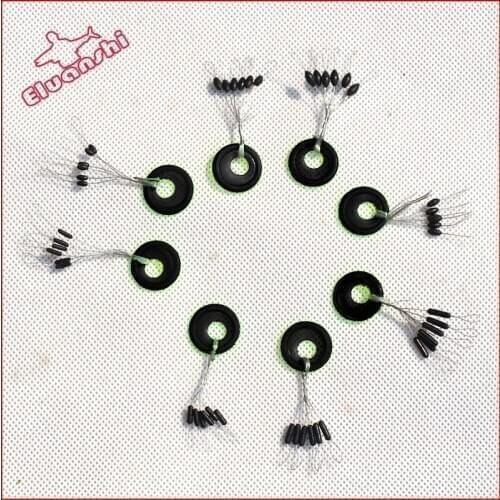 25sets Fishing rubber tube stopper Prevent slipping Tackle tool Plastic beans buffer beads float Rest double fish tennis jig