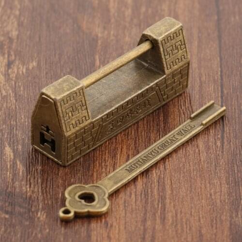Antique Bronze Jewelry Wooden Box Padlock Vintage Old Lock Retro Great Wall Padlock Suitcase Drawer Cabinet Door Hardware Locks