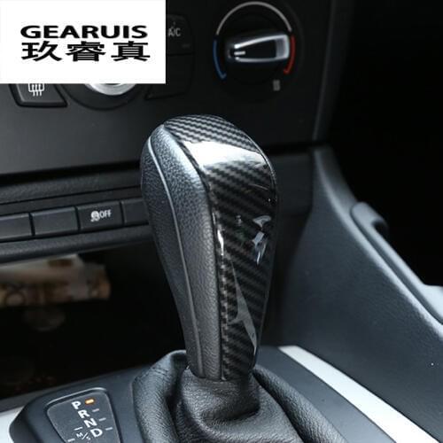 Car Styling Carbon Fiber Gear Shift Handle Sleeve Cover Stickers For BMW 1 3 series E90 E92 E87 X1 E84 Auto Interior Accessories