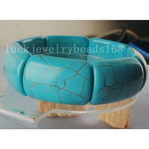 Free Shipping Fashion Jewelry Blue Howlite Beads Stretch Bracelet 8" FG6086