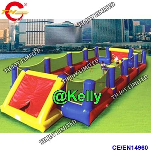 Free air shipping inflatable football pitch for sale, custom make 12x6m inflatable soccer field sport game
