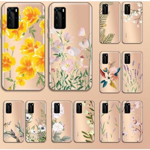 Beautiful flower art deisgn Phone Case Transparent for Huawei nove e 6 5 4 3 2 s i se pro lite luxury shell cover