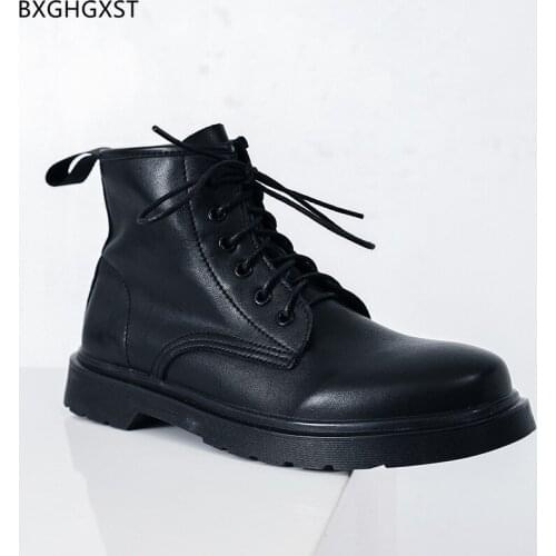 Black Platform Boots for Men Male Winter Shoes for Men 2021 Motorcycle Boots Man Martin Boots Men Casual Shoes Chaussure Homme
