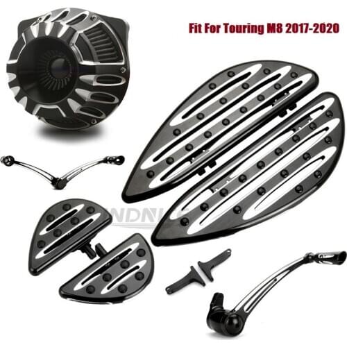 Black F+R Deep cnc cut Floorboards Foot boards Shifter Brake Arm levers Air Cleaner filters For harley Touring FLHX FLTR FLHR FL