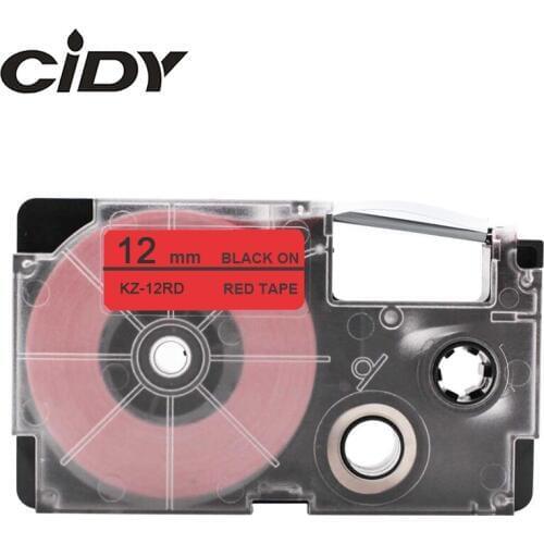 CIDY 10pcs Compatible XR-12RD XR12RD 12mm Black on RED Tape Cartridge XR-12WE for Casio label maker KL-120 KL-100 KL-780 KL1500