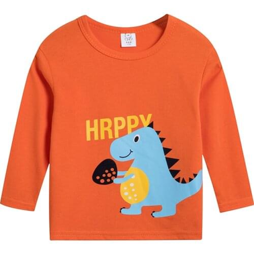 Kids T Shirts Spring Boys Girls Long Sleeve Dinosor Print Baby Toddler Children Cotton Tops Tees Clothes New 2021 Clothing