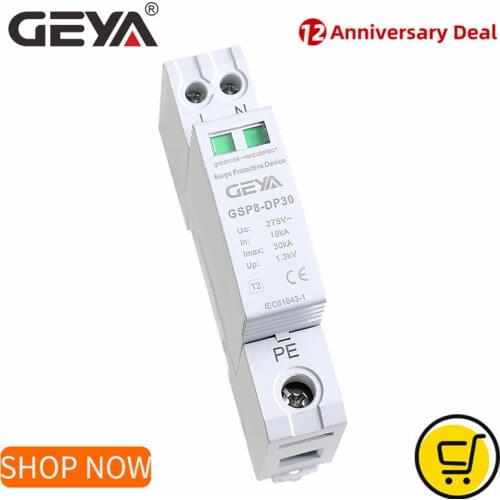 GEYA GSP8 1P+N SPD 15-30KA Surge Protector Lightning Protection Surge Protective Device 275V AC