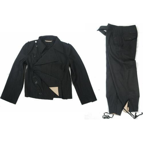 WWII GERMAN ARMY PANZER BLACK WOOL RETRO JACKET & TROUSERS SET WW2 Military Uniform War Reenactments