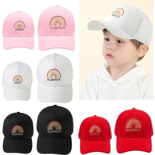 Summer Cute Rainbow Embroidery Baby Boys Girls Hat Adjustable Baseball Cap Children Hip-hop Sun Hat Adults Parent-child Baby Hat