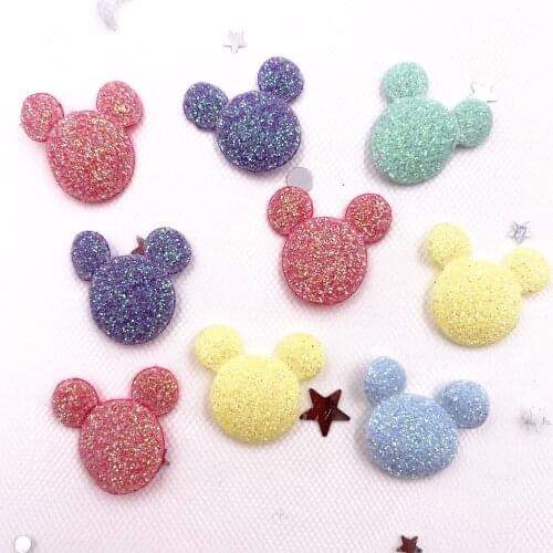 Hot 60PCS Mix Glitter Bepowder Cloth Padded Mouse Appliques Wedding DIY Sewing Patch Accessories DIY Craft E352