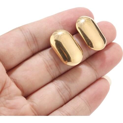 Fashion Stainless Steel Oval Earring Studs Ear Pin Ball Post with Butterfly Earring Backs for Earring Making Findings