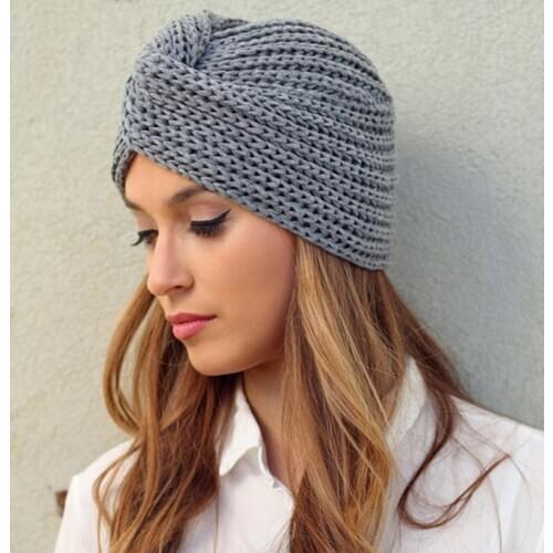 Muslim Inner Hijab Caps Bohemia Turban Cashmere Cross Wrap Head Indian Hat Wool Knitting Hijab Bonnet Turbante Cap Ready To Wear